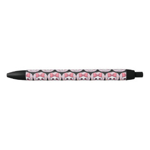 Cute Pastel Goth Skull with Bow Black Ink Pen