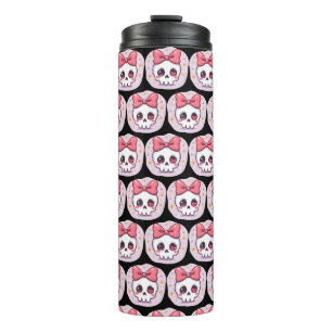 Cute Pastel Goth Skull with Bow Thermal Tumbler