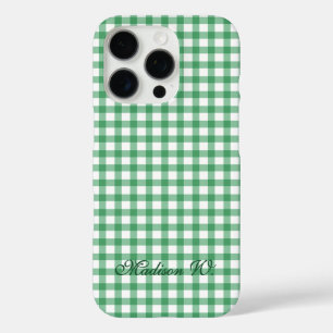 Cute Pastel Green Gingham Pattern iPhone 16 Pro Case