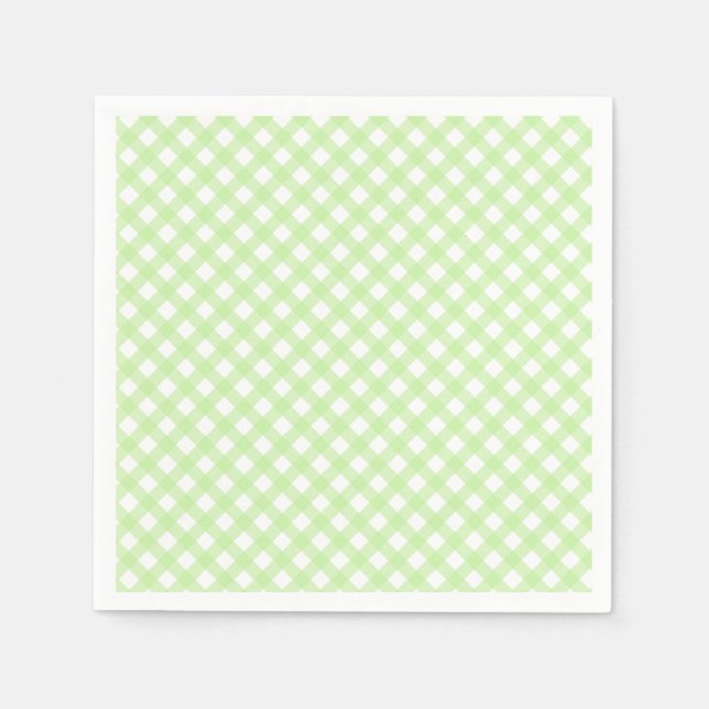 Cute Pastel Green Gingham Pattern Napkins (Front)