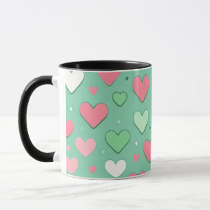 Cute pastel green hearts mug