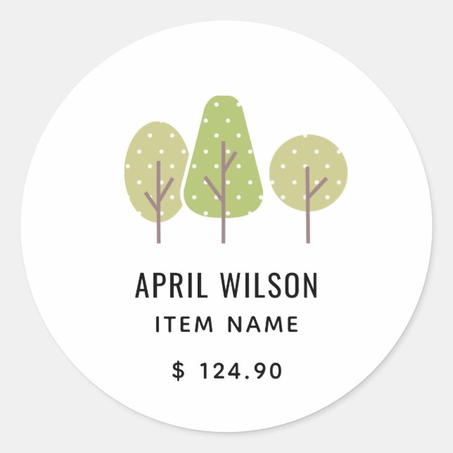 CUTE  PASTEL GREEN TREE TRIO LANDSCAPING PRICE CLASSIC ROUND STICKER (Front)