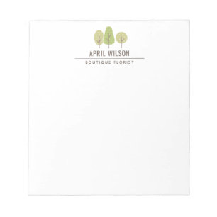 CUTE PASTEL GREEN TREE TRIO LANDSCAPING SERVICE NOTEPAD