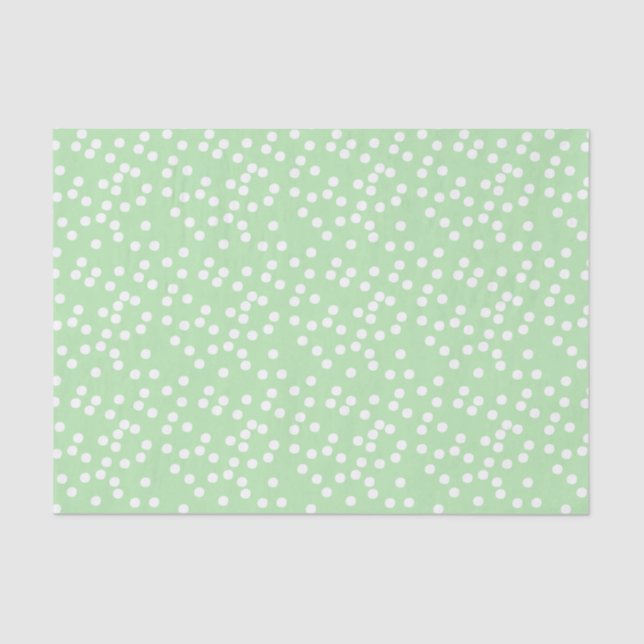 Cute Pastel Green & White Confetti / Polkadots Tissue Paper (Front)