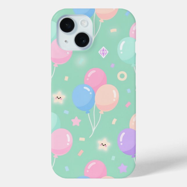 Cute pastel green with balloons Case-Mate  Case-Mate iPhone Case (Back)