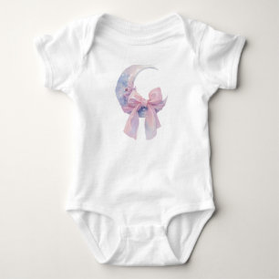 Cute pastel half moon with bow soft aesthetic baby bodysuit