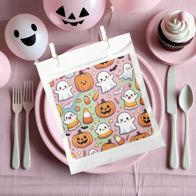 Cute Pastel Halloween Ghost & Pumpkin Pattern Favour Bag (Creator Uploaded)