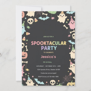 Cute Pastel Halloween Invitation Card Spooktacul