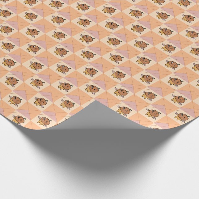Cute Pastel Halloween Pumpkin Bat Pattern Wrapping Paper (Corner)