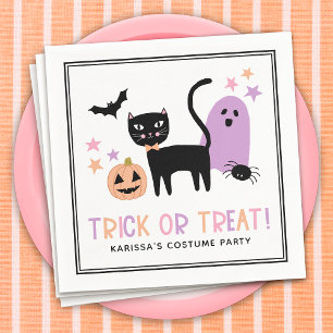 Cute Pastel Halloween Trick or Treat Name Napkins