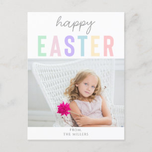 Cute Pastel Happy Easter Photo collage spring Holiday Postcard