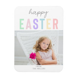 Cute Pastel Happy Easter Typography Photo simple Magnet