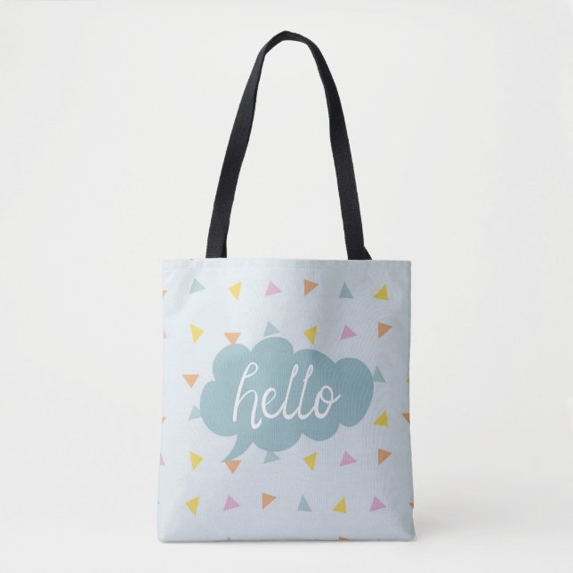 Cute Pastel Hello Tote Bag (Front)