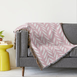 Cute pastel herringbone pattern on pink throw blanket