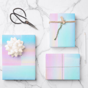 Cute Pastel holographic glitter Wrapping Paper Sheet