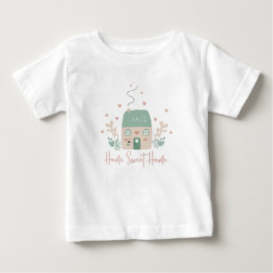 Cute Pastel "Home Sweet Home" Illustration – Cosy Baby T-Shirt