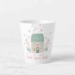 Cute Pastel "Home Sweet Home" Illustration – Cosy Latte Mug