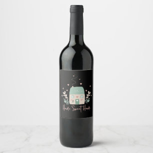 Cute Pastel "Home Sweet Home" Illustration – Cosy Wine Label
