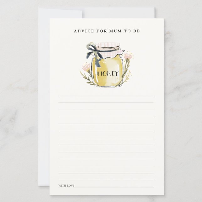 Cute Pastel Honey Jar Advice For Mum Baby Shower (Front)