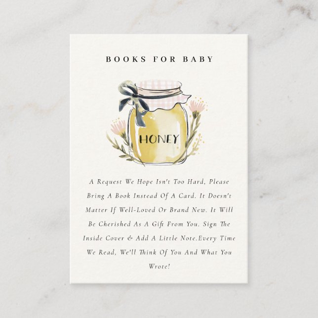 Cute Pastel  Honey Jar Books For Baby Shower Enclosure Card (Front)