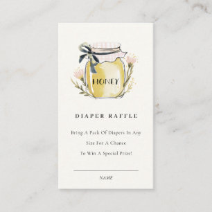 Cute Pastel  Honey Jar Diaper Raffle Baby Shower Enclosure Card
