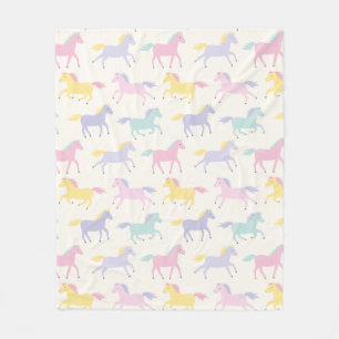 Cute Pastel Horses on cream Fleece Blanket