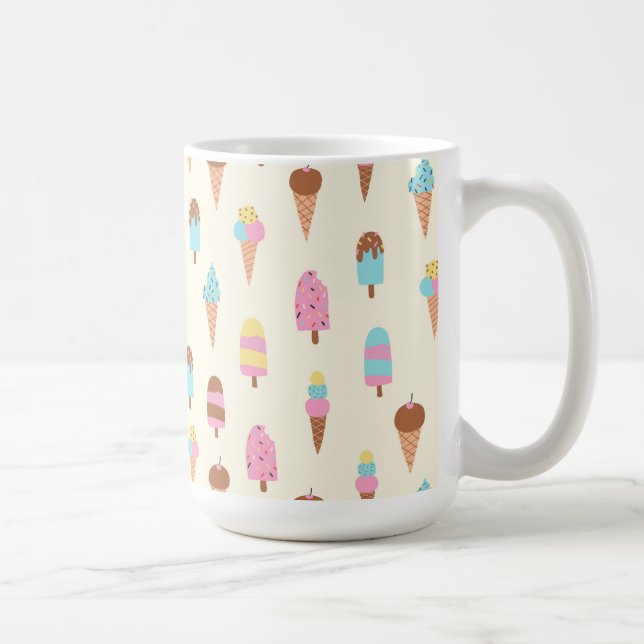 Cute Pastel Ice Cream Sweets Pattern Coffee Mug (Right)
