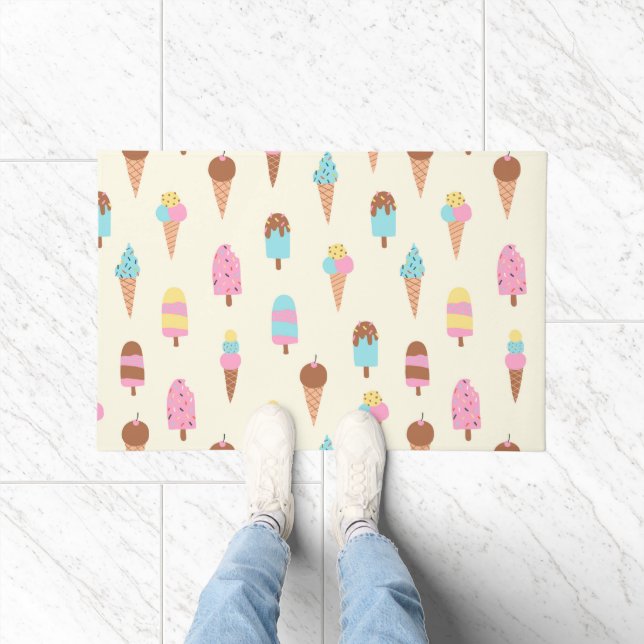 Cute Pastel Ice Cream Sweets Pattern Doormat (Indoor)