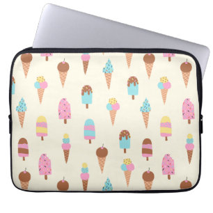 Cute Pastel Ice Cream Sweets Pattern Laptop Sleeve