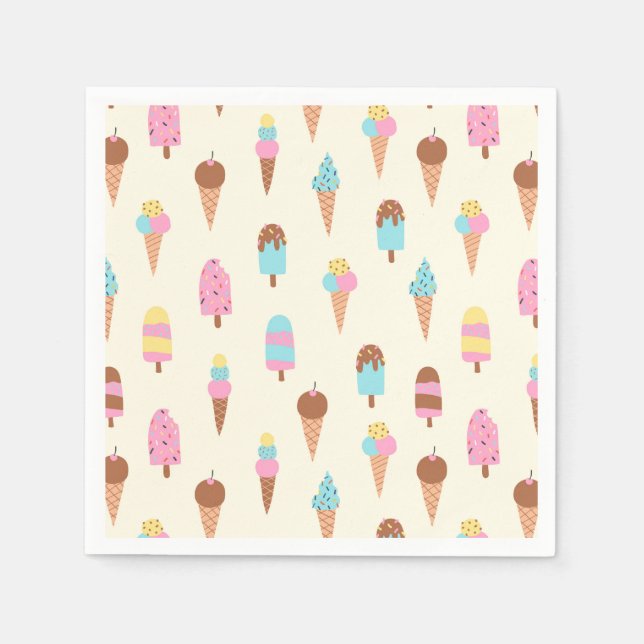 Cute Pastel Ice Cream Sweets Pattern Napkin (Front)