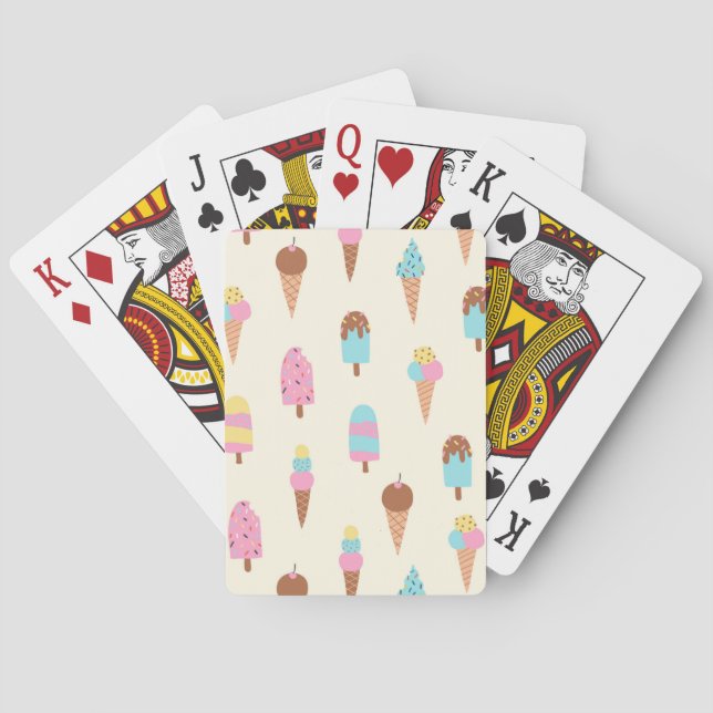 Cute Pastel Ice Cream Sweets Pattern Playing Cards (Back)