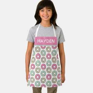Cute Pastel Icing Doughnuts Pattern Personalised Apron