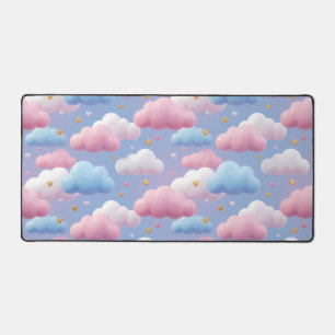 Cute Pastel Kawaii Cloud Sky Pattern Desk Mat