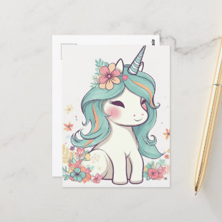 Cute Pastel Kawaii Unicorn Postcard