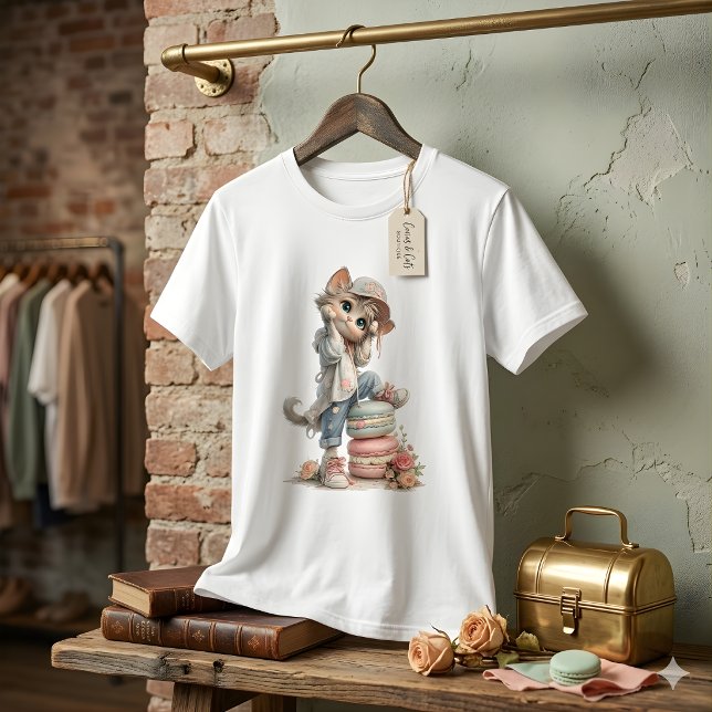 Cute Pastel Kitten Macaron Lover Women's T-Shirt (Creator Uploaded)