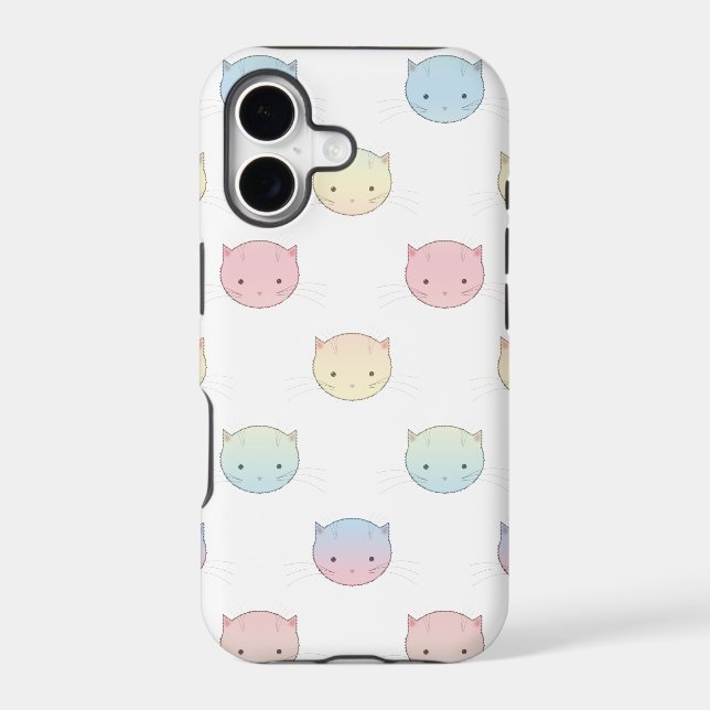 Cute Pastel Kitty Cat Faces Pattern (Back)