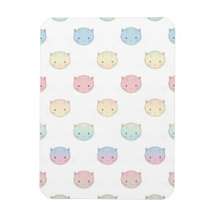 Cute Pastel Kitty Cat Faces Pattern Magnet