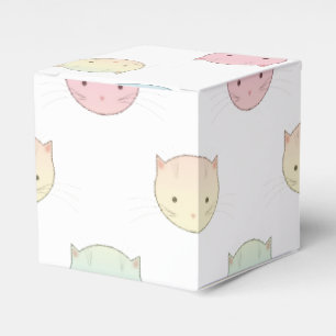 Cute Pastel Kitty Faces Pink Blue Green Yellow Favour Box