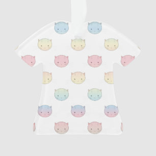 Cute Pastel Kitty Faces Pink Blue Green Yellow Ornament