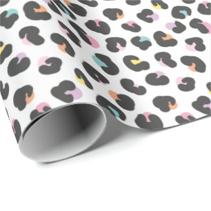 Cute pastel leopard pattern on white wrapping paper