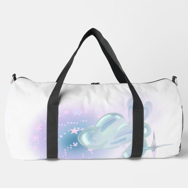 Cute Pastel Liquid Bubble Bunny Duffle Bag (Front)