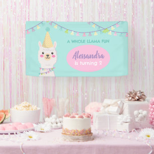 Cute pastel llama party Invitation Banner
