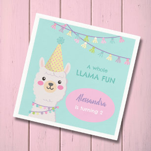 Cute pastel llama party Invitation Napkin