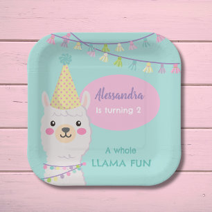Cute pastel llama party Invitation Paper Plate