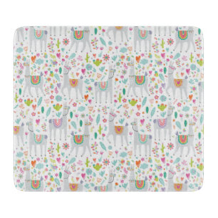 Cute Pastel Llama Pattern Cutting Board