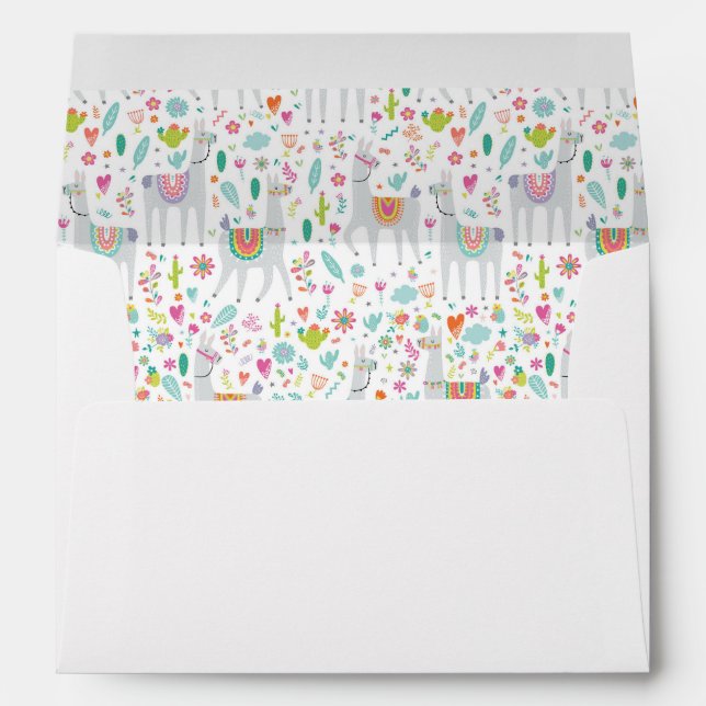 Cute Pastel Llama Pattern Envelope (Back (Bottom))