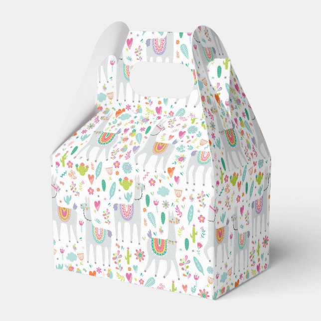 Cute Pastel Llama Pattern Favour Box (Front Side)