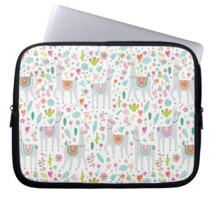 Cute Pastel Llama Pattern Laptop Sleeve