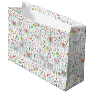 Cute Pastel Llama Pattern Large Gift Bag