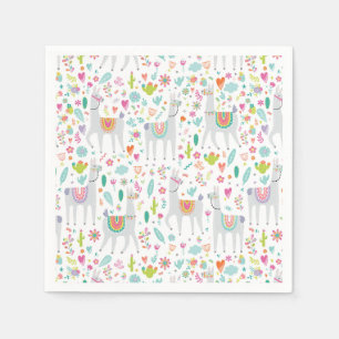 Cute Pastel Llama Pattern Napkin